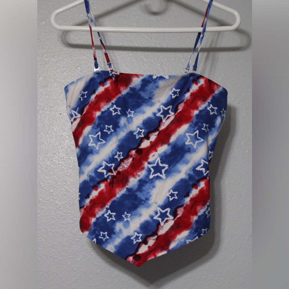 No Boundaries summer tank top - red white and blue - stars - summer fit